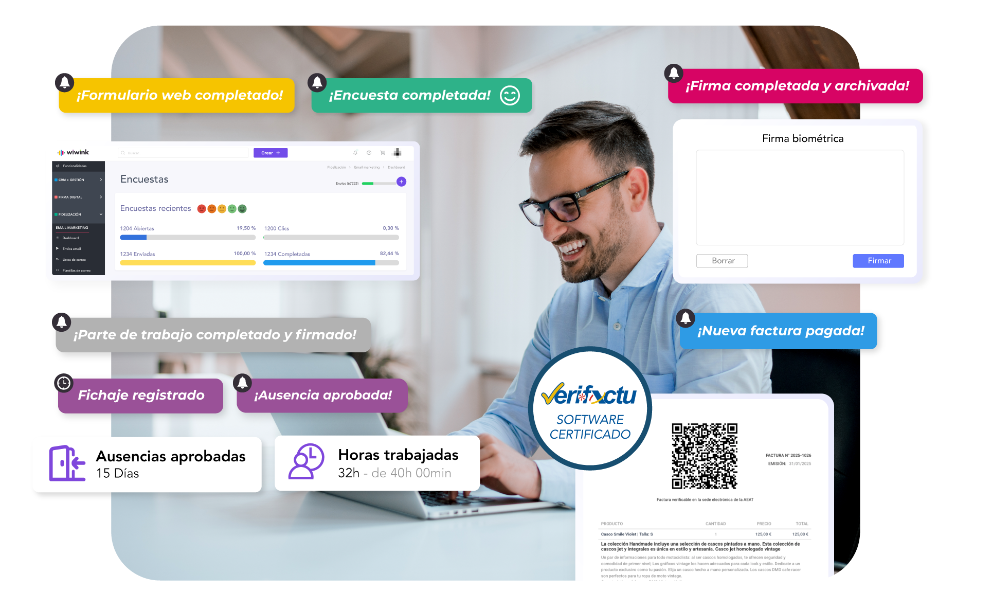CRM + Gestión + Firmas y Control horario